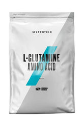 Myprotein L-Glutamine powder pouch, a semi-essential amino acid for fitness supplements.